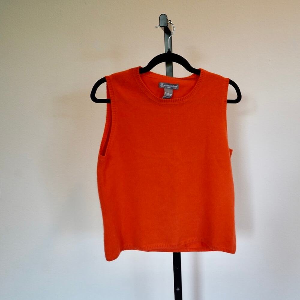 Grayson & Dunn Sleeveless Pullover Cashmere Top Orange Womens Size Large